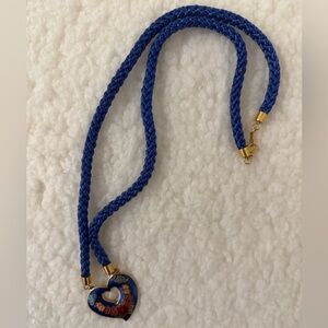 Vintage Cloisonné Heart Pendant Necklace